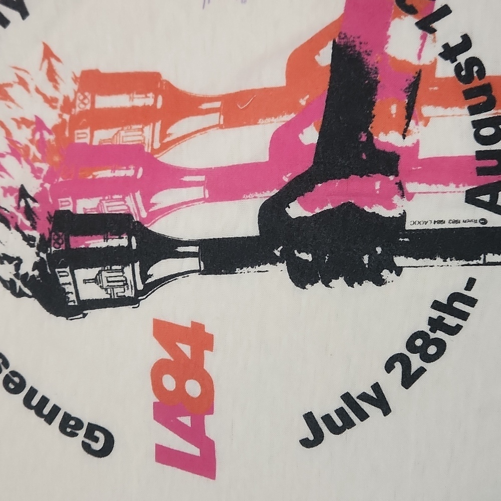 1984 Los Angeles Summer Olympics Vintage Single Stitch Ringer Tshirt - Picture 5 of 6